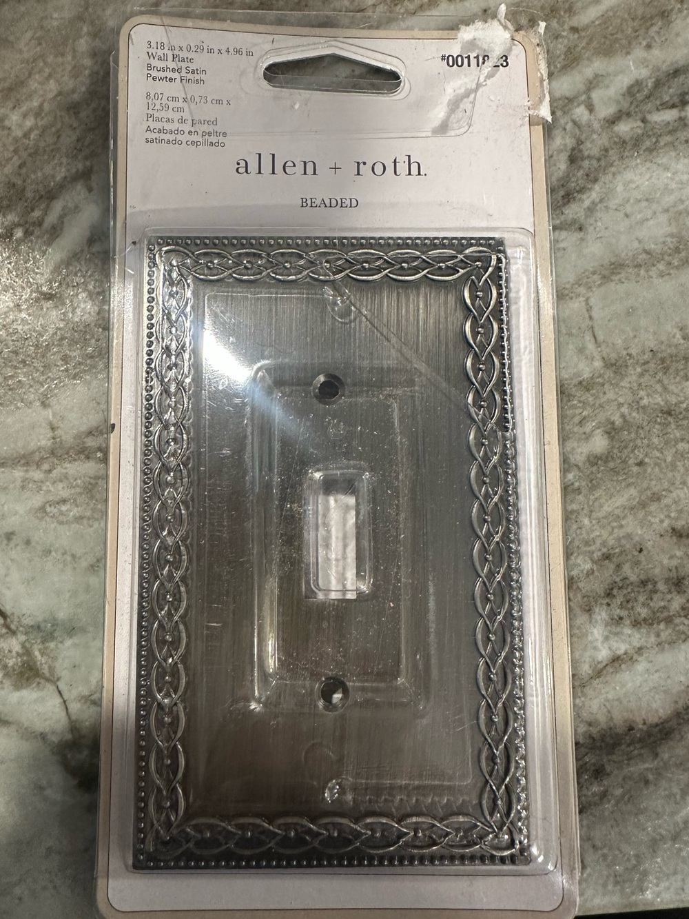 NEW allen + roth Beaded Decorative Toggle Wall Plate in Brushed Satin Pewter